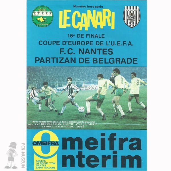 1985-86 16ème retour Nantes Partizan (Programme)