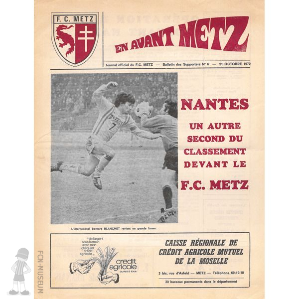 1972-73 12ème j Metz Nantes (Programme)