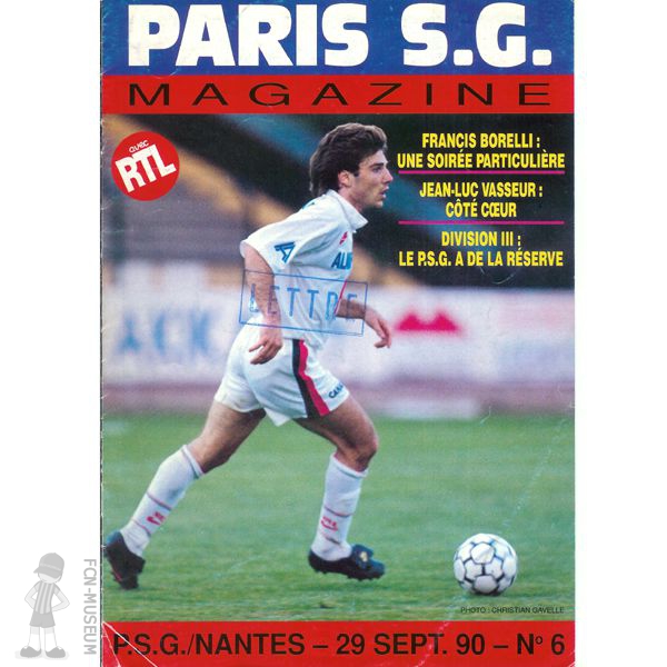 1990-91 11ème j Paris SG Nantes (Programme)