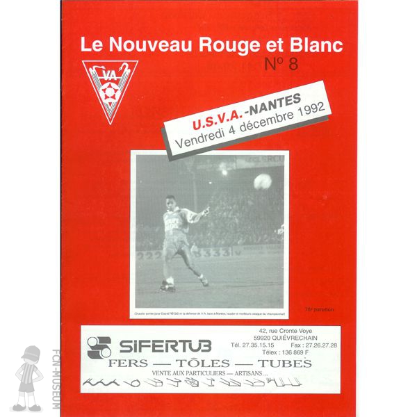 1992-93 17ème j Valenciennes Nantes (Programme)