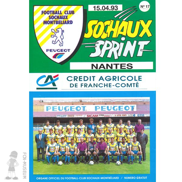 1992-93 32ème j Sochaux Nantes (Programme)