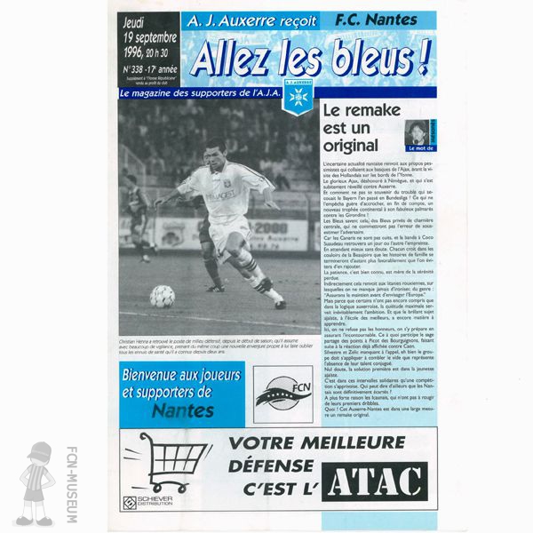 1996-97 08ème j Auxerre Nantes (Programme)