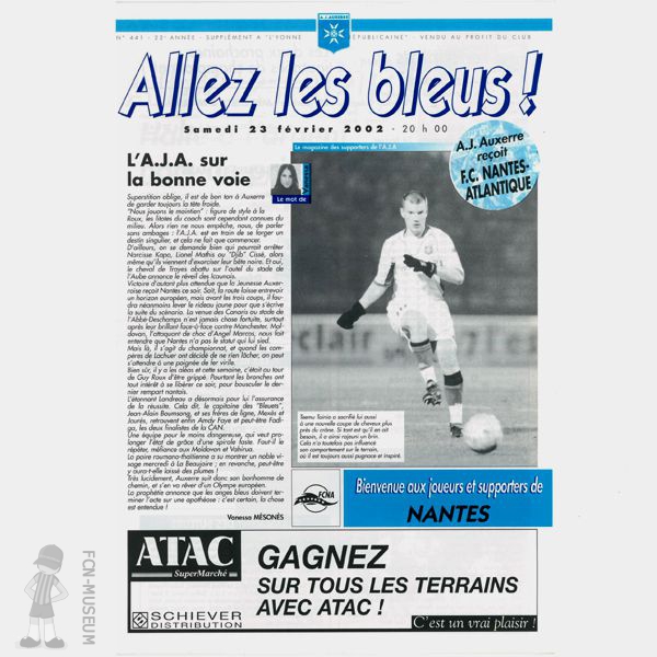 2001-02 29ème j Auxerre Nantes (Programme)