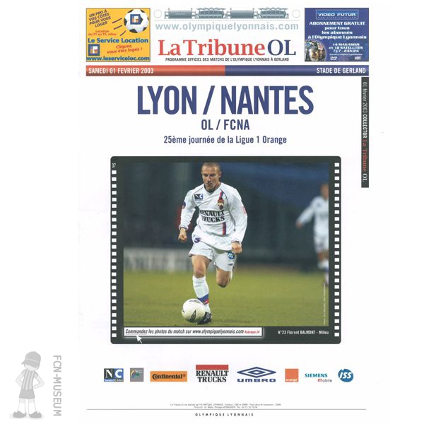 2002-03 25ème j Lyon Nantes (Programme)