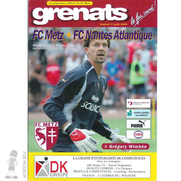 2004-05 01ère j Metz Nantes (Programme)