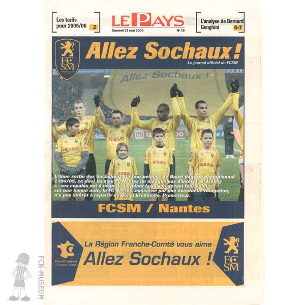 2005-06 08ème j Sochaux Nantes (Programme)