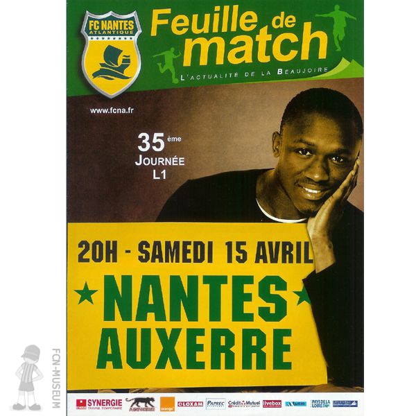 2005-06 35ème j Nantes Auxerre (Programme)