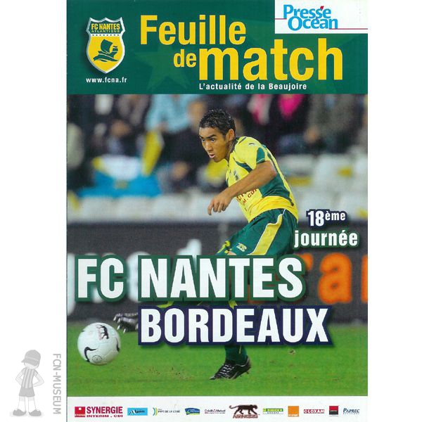 2006-07 18ème j Nantes Bordeaux (Programme)