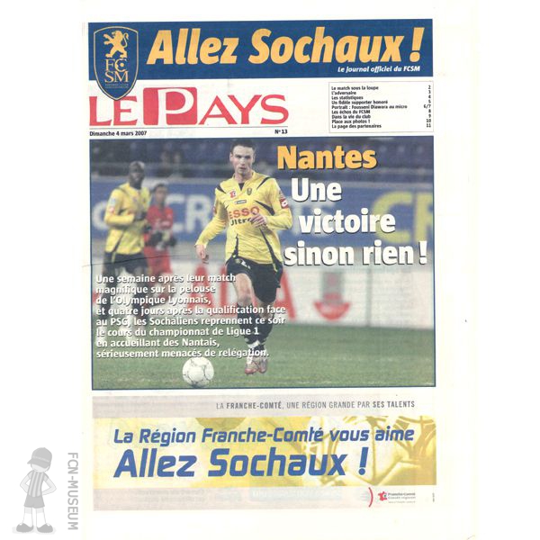 2006-07 27ème j Sochaux Nantes (Programme)