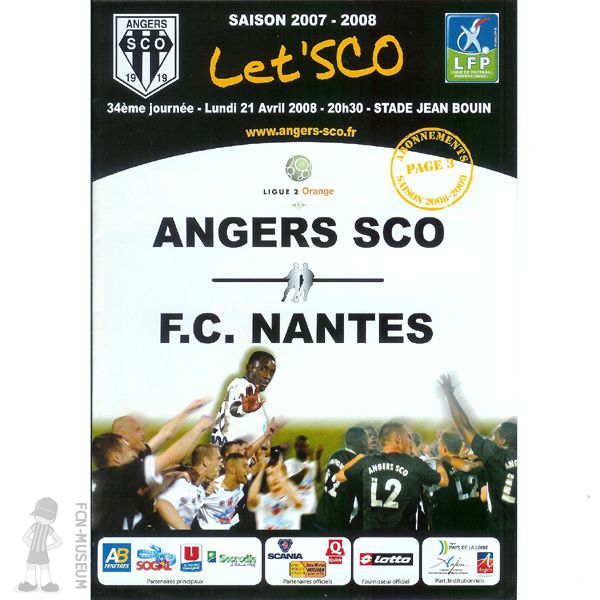 2007-08 34ème j Angers Nantes (Programme)