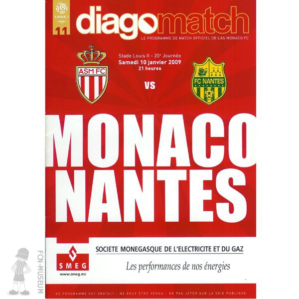 2008-09 20ème j Monaco Nantes (Programme)