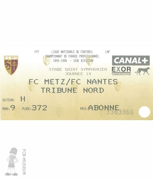 1995-96 19ème j Metz Nantes