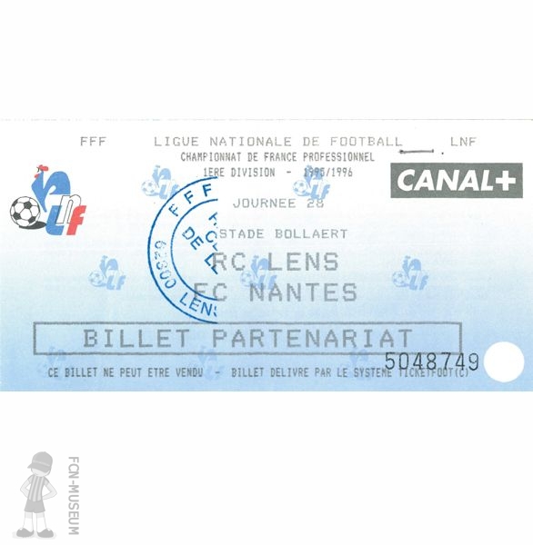 1995-96 28ème j Lens Nantes