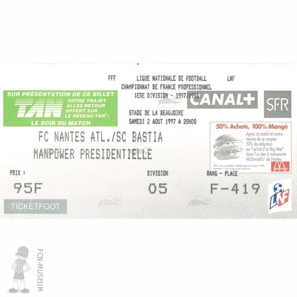 1997-98 01ère j Nantes Bastia